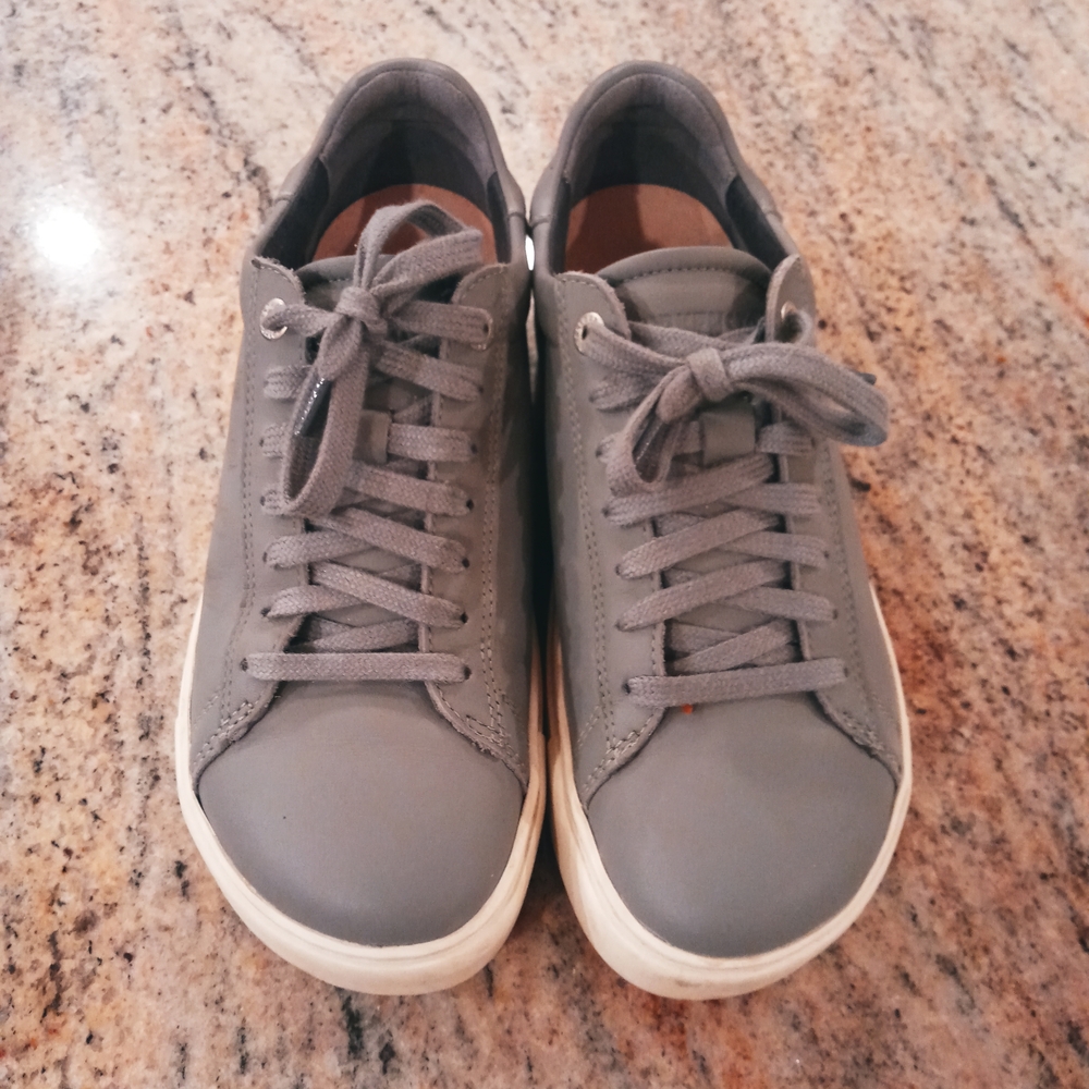 Birkenstock Gray Leather Women's Sneakers, Size 37, Model Bend Low